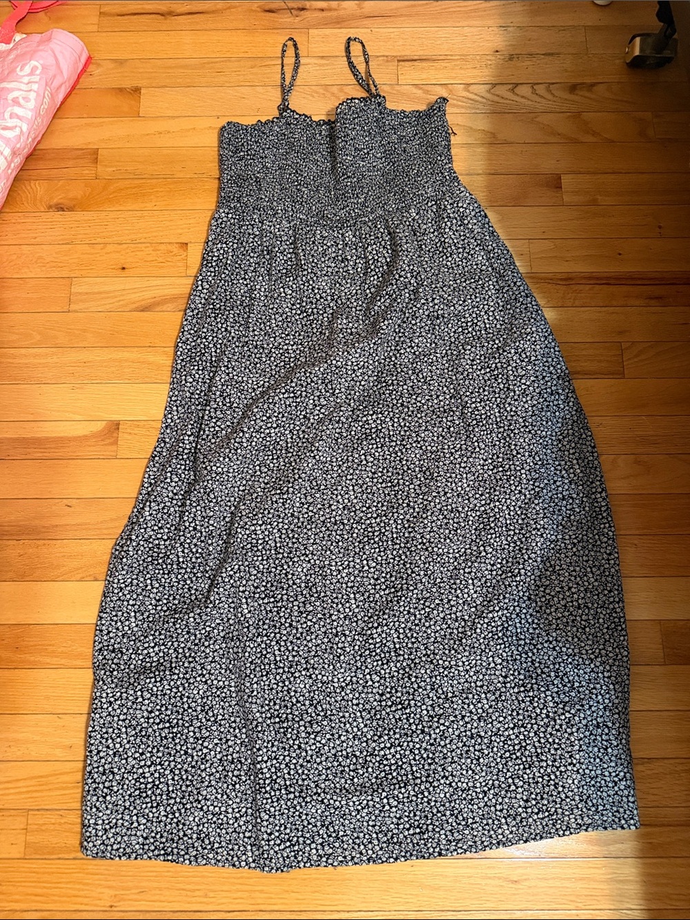 Billabong Black and White Smocked Midi Dress